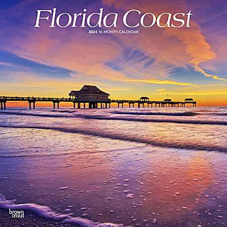 2024 BrownTrout Monthly Square Wall Calendar, 12" x 12", Florida Coast, January to December