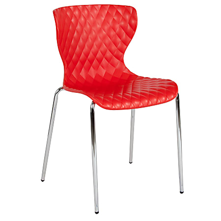 Flash Furniture Lowell Contemporary Design Plastic Stack Chair, Red