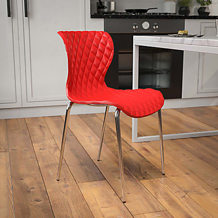 Flash Furniture Lowell Contemporary Design Plastic Stack Chair Red ...