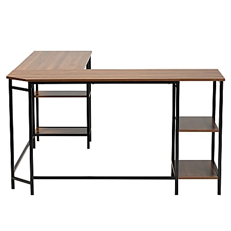 Baxton Studio Lydia 67 W Modern L Shaped Corner Desk With Shelves ...