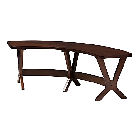 Baxton Studio 9547 Curved Dining Bench, 17-15/16"H x 57-5/16"W x 21-1/8"D, Walnut
