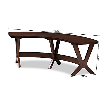 Baxton Studio 9547 Curved Dining Bench 17 1516 H x 57 516 W x 21 18 D Walnut Office Depot