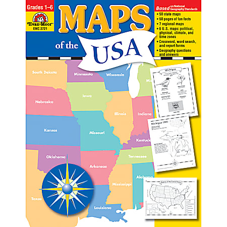 Evan-Moor® Maps Of The USA, Grades 1-6