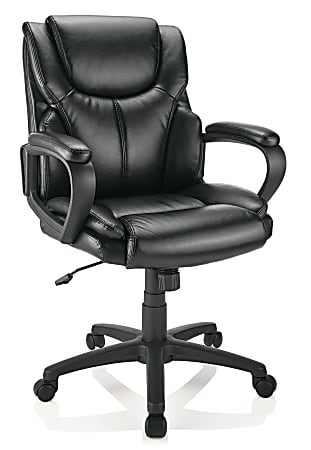 Realspace&reg; Mayhart Vinyl Mid-Back Task Office Chair, Black, BIFMA Compliant