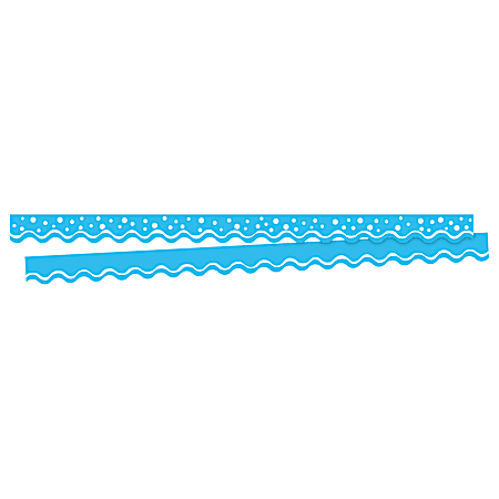 Barker Creek Scalloped-Edge Border Strips, 2 1/4" x 36", Happy Pool Blue, Pre-K To College, Pack Of 26