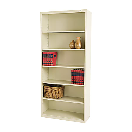 Tennsco Metal 6-Shelf Modular Shelving Bookcase, 78"H x 34-1/2"W x 13-1/2"D, Putty
