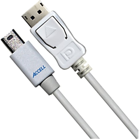 Accell Mini DisplayPort to DisplayPort Cable 2m (6.6ft.) - 6.56 ft DisplayPort A/V Cable for Audio/Video Device, Monitor, TV - First End: 1 x Mini DisplayPort Male Audio/Video - Second End: 1 x DisplayPort Male Audio/Video - Shielding