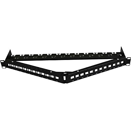 AddOn 19-inch Cat6A 24-Port Angled 1U Patch Panel with 180 Degree Keystones - 100% compatible and guaranteed to work