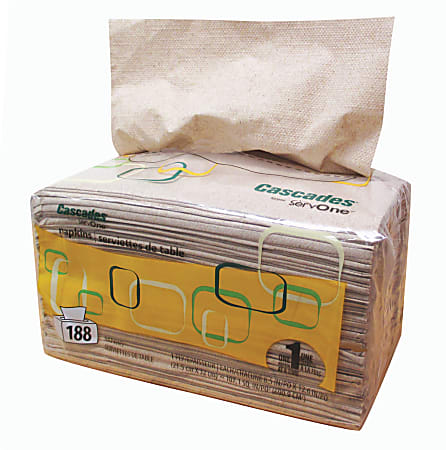 Cascades® for ServOne™ Pack Napkins, Moka® 12 5/8" x 8 1/2", Sleeve Of 188 Napkins 