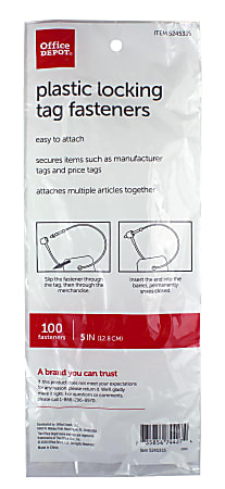 Office Depot® Brand Fastener Locks, 5", Clear, Pack Of 100 Fastener Locks
