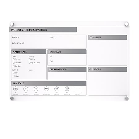 Ghent Graphics Non-Magnetic Dry-Erase Glassboard, 24” x 36”, White