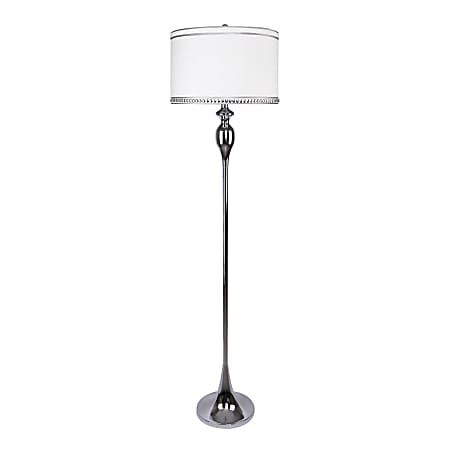LumiSource Ashland Floor Lamp, 62-1/2"H, Natural Linen/Polished Chrome