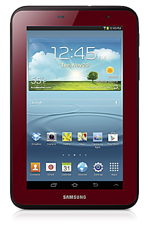 Samsung Galaxy Tab® 2 Wi-Fi Tablet And Case Bundle, 7" Screen, 8GB Storage, Android 4.1 Jelly Bean, Garnet Red