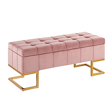 LumiSource Midas Storage Bench, Gold/Pink