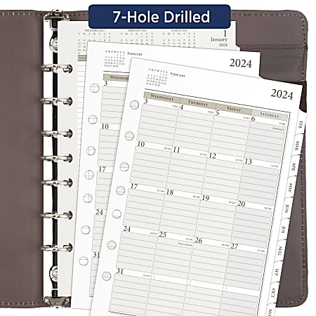 2024 Daily Planner Insert, Day on One Page Refill