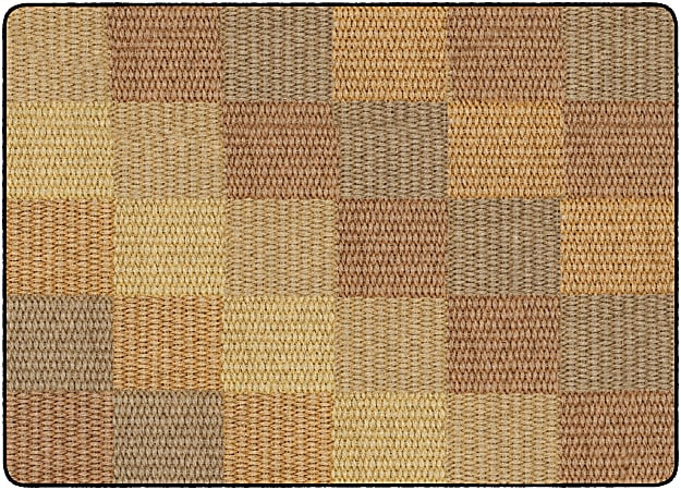 Flagship Carpets Basketweave Blocks Classroom Rug, 6' x 8 3/8', Brown