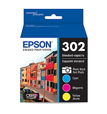 Epson® 302 Claria® Premium Photo Cyan, Magenta, Yellow Ink Cartridges, Pack Of 3, T302520-S