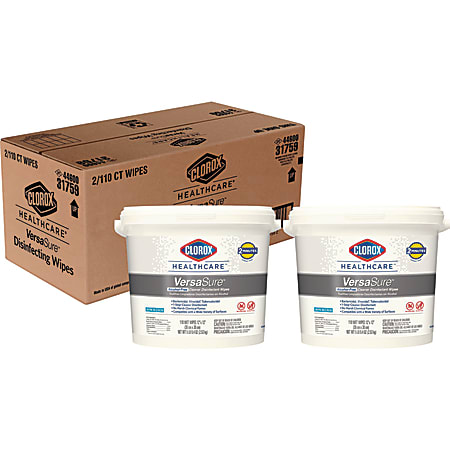 Clorox Healthcare® VersaSure Cleaner™ Disinfectant Wipes, 1-Ply, 12 x 12, Fragranced, White, 110/Bucket, 2 Buckets/Carton