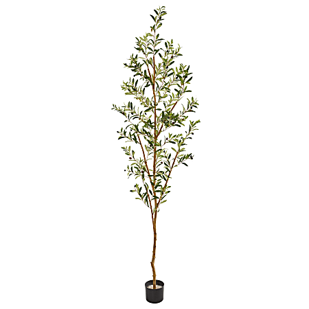 Nearly Natural Olive Tree 82" Artificial Tree With Pot, Green/Black