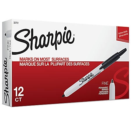 Sharpie Retractable Permanent Markers Fine Point Black Box Of 12 - Office  Depot