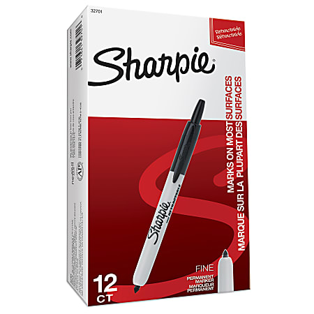  SHARPIE Retractable Permanent Markers, Fine Point, Black, 12  Count : Toys & Games
