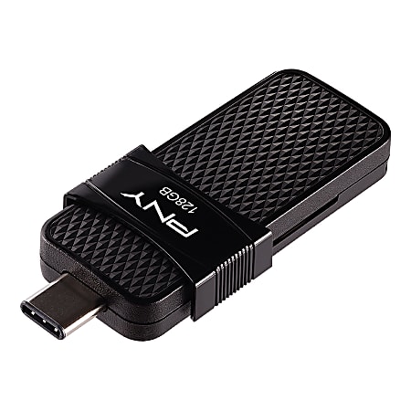 PNY Duo Link USB 3.1 Type-C OTG Flash Drive,, 128GB, Black