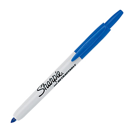 Sharpie® Retractable Permanent Markers, Fine Point, Blue, Box
