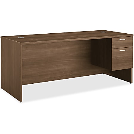 HON 101 Right Pedestal Desk, 72"W - 72" x 30" x 29.5"Desk, Work Surface, End Panel, Modesty Panel - 2 x Box Drawer(s), File Drawer(s) - Single Pedestal on Right Side - Square Edge - Material: Particleboard, Metal Handle, Wood Grain Modesty Panel