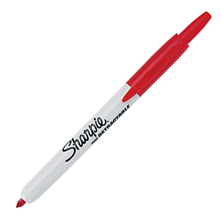 Sharpie® Retractable Permanent Markers, Fine Point, Red, Box