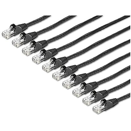 StarTech.com 6 ft. CAT6 Cable - 10 Pack - BlackCAT6 Patch Cable - Snagless RJ45 Connectors - Category 6 Cable - 24 AWG (N6PATCH6BK10PK) - CAT6 cable pack meets all Category 6 patch cable specifications