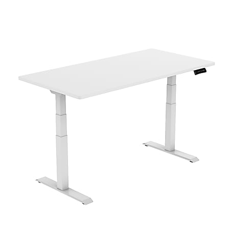 FlexiSpot E7 Electric 55W Height-Adjustable Standing Desk, Bamboo/Silver