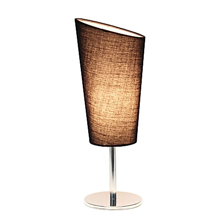 Simple Designs Mini Chrome Table Lamp With Angled Shade 12 5 8 H Black Shade Chrome Base