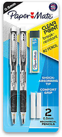  Paper Mate Clearpoint Mechanical Pencils, 0.7 mm Lead Pencil,  Black Barrel, Refillable, 6 Pack : Office Products