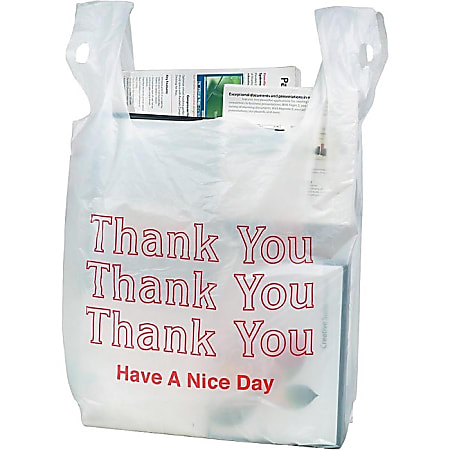 Frienda 50 Pack Floral Thank You Bags - 11.8x15 Inch Plastic Shopping Bags With Handles, 2.76 Mil