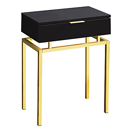 Monarch Specialties Accent Table, Rectangular, Cappuccino/Gold