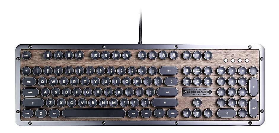 Azio Retro Classic Vintage Typewriter Mechanical USB Keyboard, Elwood, MK-RETRO-W-01-US