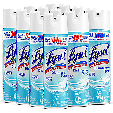 Lysol Crisp Linen Disinfectant Spray, 19 Oz, 12/Case, 1920079329
