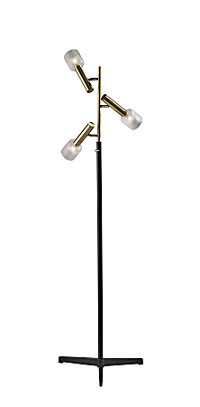 Adesso® Melvin LED Floor Lamp, 62-1/2”H, Clear Shade/Black Base