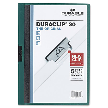 Durable Duraclip® 30 Report Covers, 8 1/2" x 11", Dark Green