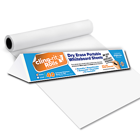 Clingers® Cling-rite® Dry-Erase Sheet Economy Roll, 20" x
