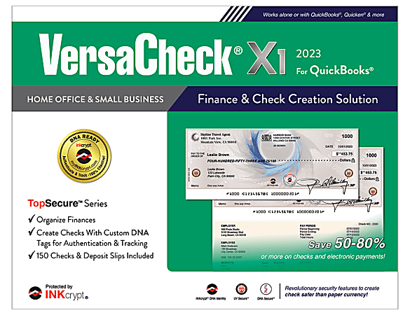 VersaCheck® X1 INKcrypt For QuickBooks® Software, 2023, Windows® 8.1/10/11, Disc/Product Key