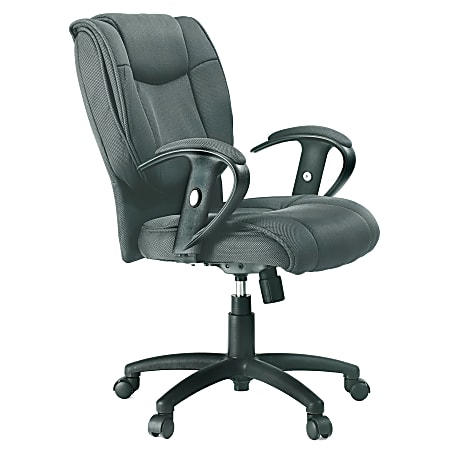 RS To•Go™ Pillow Mesh Fabric Mid-Back Chair, 39"H x 26 3/4"W x 28 1/4"D, Black Frame, Charcoal Gray Fabric