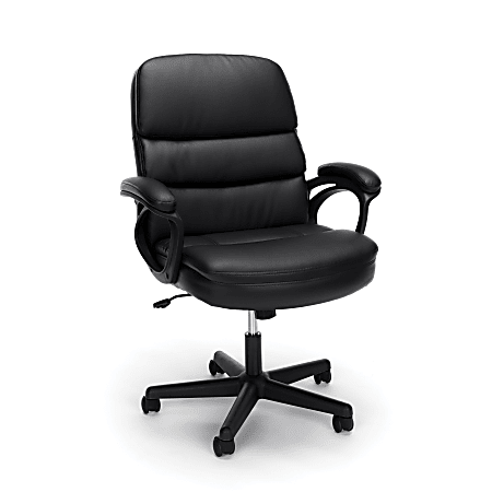 Essentials By OFM Bonded Leather High-Back Chair, Black