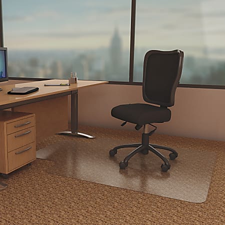 Deflecto Economat for Carpet - Carpeted Floor - 53" Length x 45" Width - Lip Size 12" Length x 25" Width - Vinyl - Clear