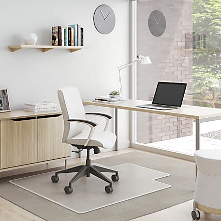 Deflecto SuperMat Medium Weight Chair Mat For Carpet, 60" x 46" (25" x 12" Lip), Clear