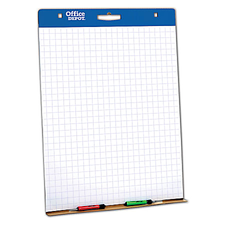 Office Depot® Brand Standard Easel Pads, 27" x 30 1/4", 1" Grid, 50 Sheets, White, Pack Of 2