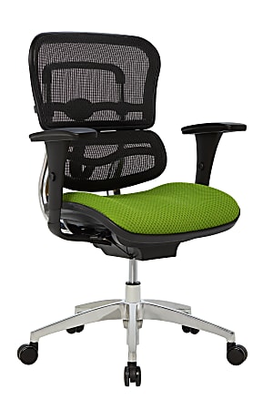 WorkPro® 12000 Series Ergonomic Mesh/Premium Fabric Mid-Back Chair, Black/Lime, BIFMA Compliant