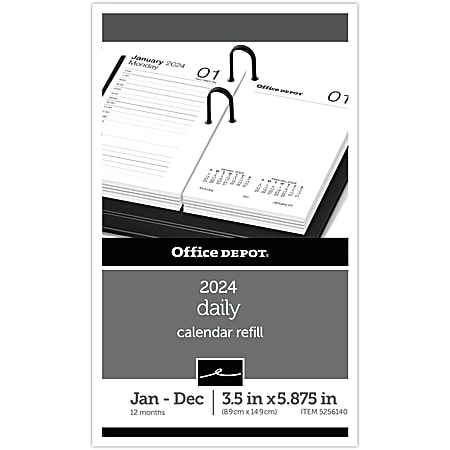 2024 Office Depot® Brand Daily Desk Calendar Refill, 3-1/2" x 6", White, January To December 2024 , SP717D50