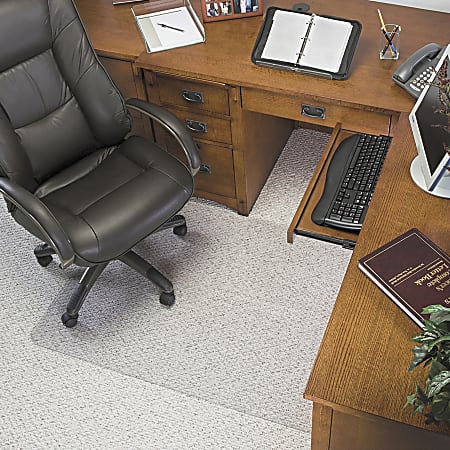 Deflecto® Glass Clear Chair Mat, For Low Pile Carpets, With Lip, 45" x 53", Clear