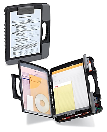 Office Depot® Brand Portable Form Holder Storage Clipboard Case, 11-3/4" x 14-1/2", Charcoal